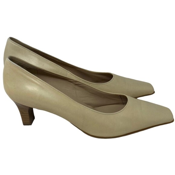 Ara “Elegance” Echt Leder Beige Leather Heels Size 7.5 Block Heel - Picture 1 of 8